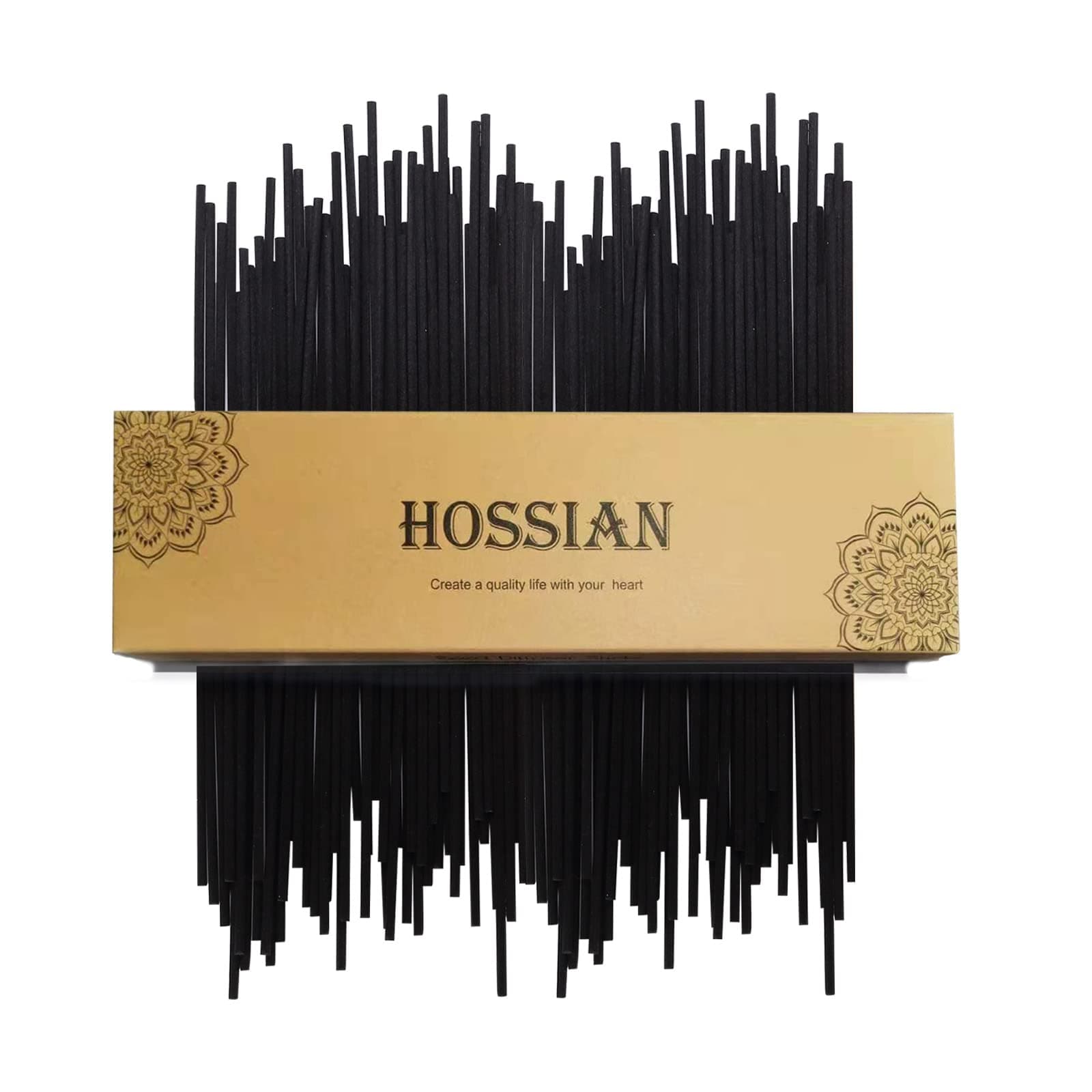 HOSSIAN 50pcs Reed Diffuser Sticks- Black Fibre Reed Diffuser Sticks-Thick Diffuser Reeds Sticks - Diffuser Sticks for Diffuser Oils Fragrance Refill - Fibre Reeds for Diffusers(Black7.5/19cm)