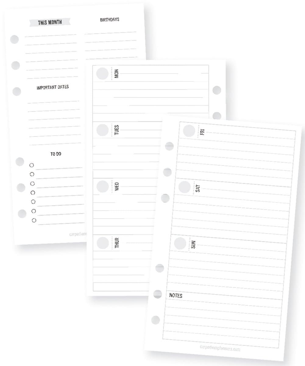by Simple Stories Personal Horizontal Format Weekly Planner Inserts