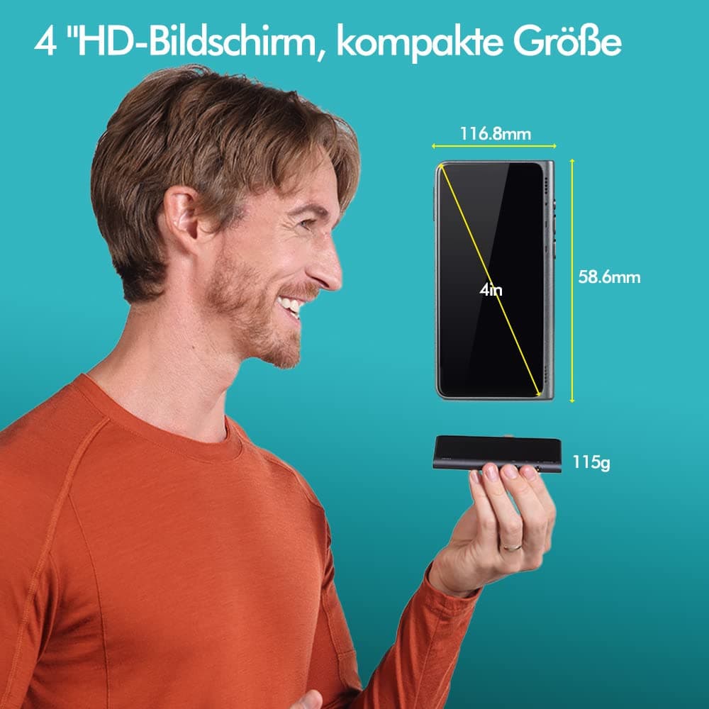 by Timekettle,T1 Language Translator with 4" HD Screen,Support 40 Languages and Photo Translation,Instant Translator Device No WiFi Needed,Built in 2-Year Global Mobile Data for Travelling