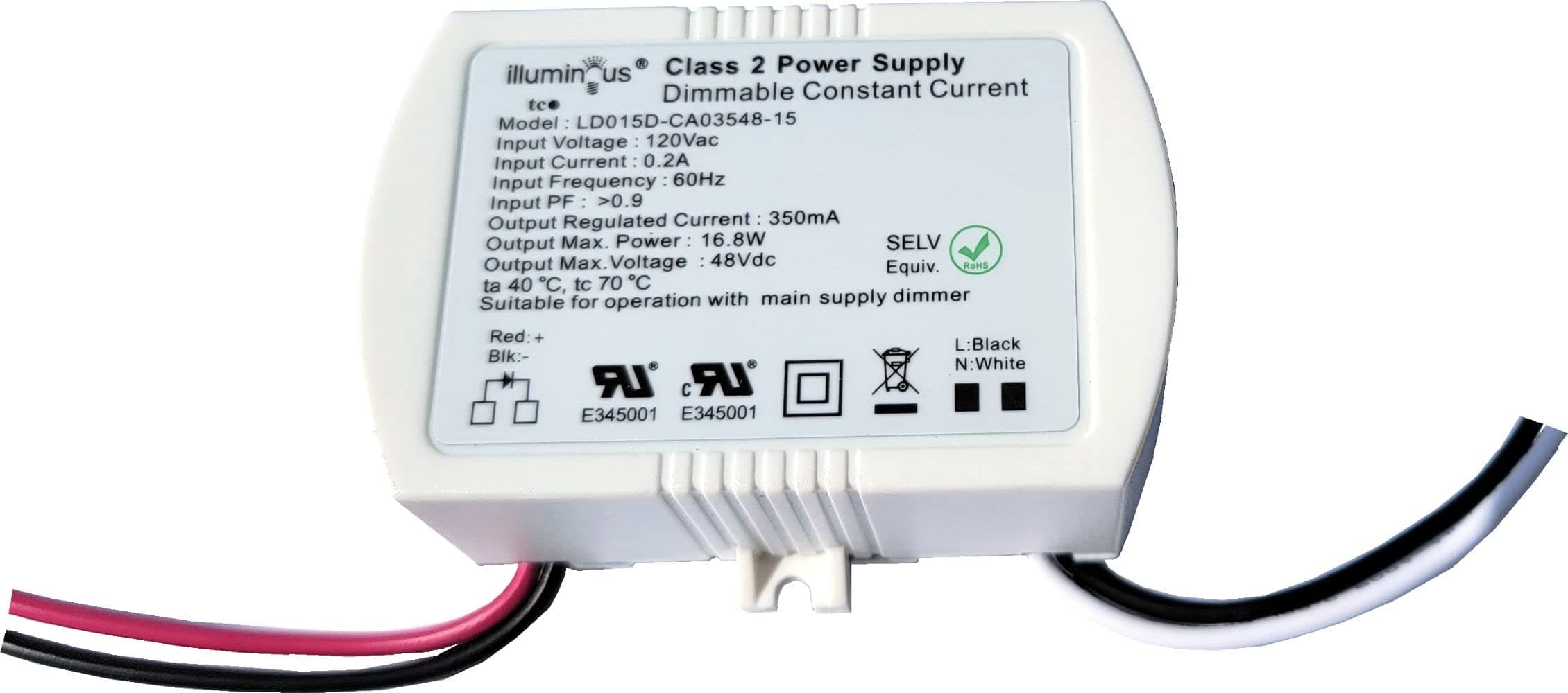 350mA Dimmable Constant Current 16.8 Watt DC LED Driver Transformer UL Approved