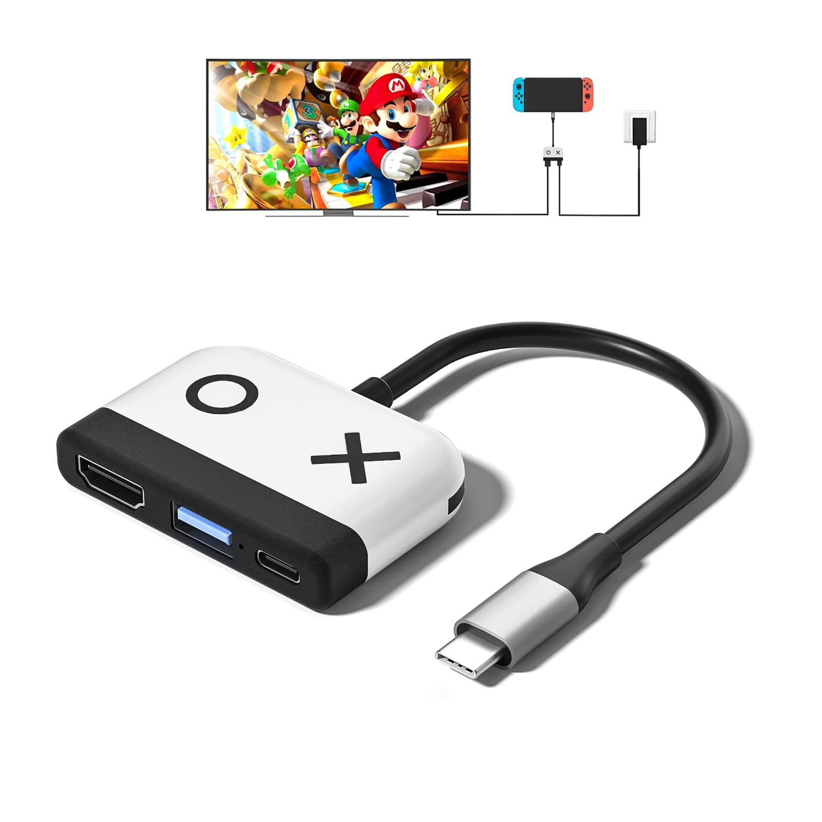 Switch Dock for Nintendo Switch/Switch OLED,Portable TV Docking Station Replacement with 4K/60HZ HDMI TV USB 3.0 Port and USB C Charging,Compatible with Nintendo Switch Steam Deck and More