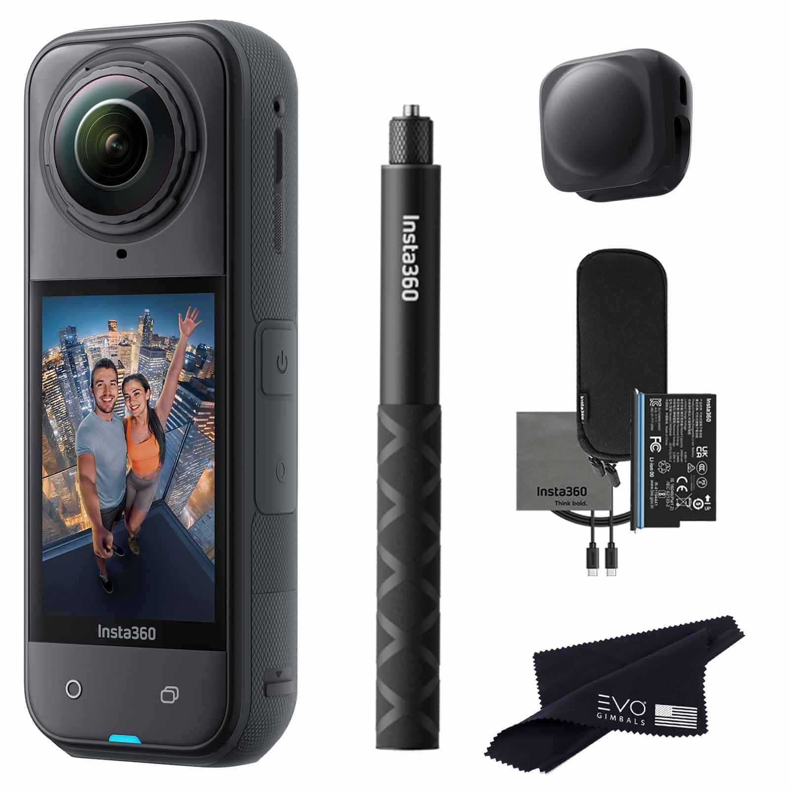 X5 Basic Bundle-8K Waterproof 360 Action Camera with 1/1.28" 48MP Sensors, 8K 360 HDR Video, 72MP 360 Photo, 4K Single-Lens |Bundle Includes Selfie Stick, Lens Cap (No Card)