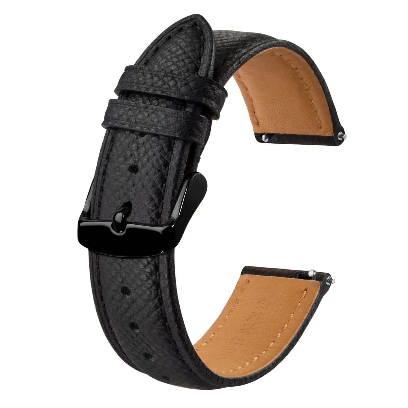 BISONSTRAP Watch Straps with Quick Release, Texture Leather Watchbands for Men Women, 18mm 20mm 22mm