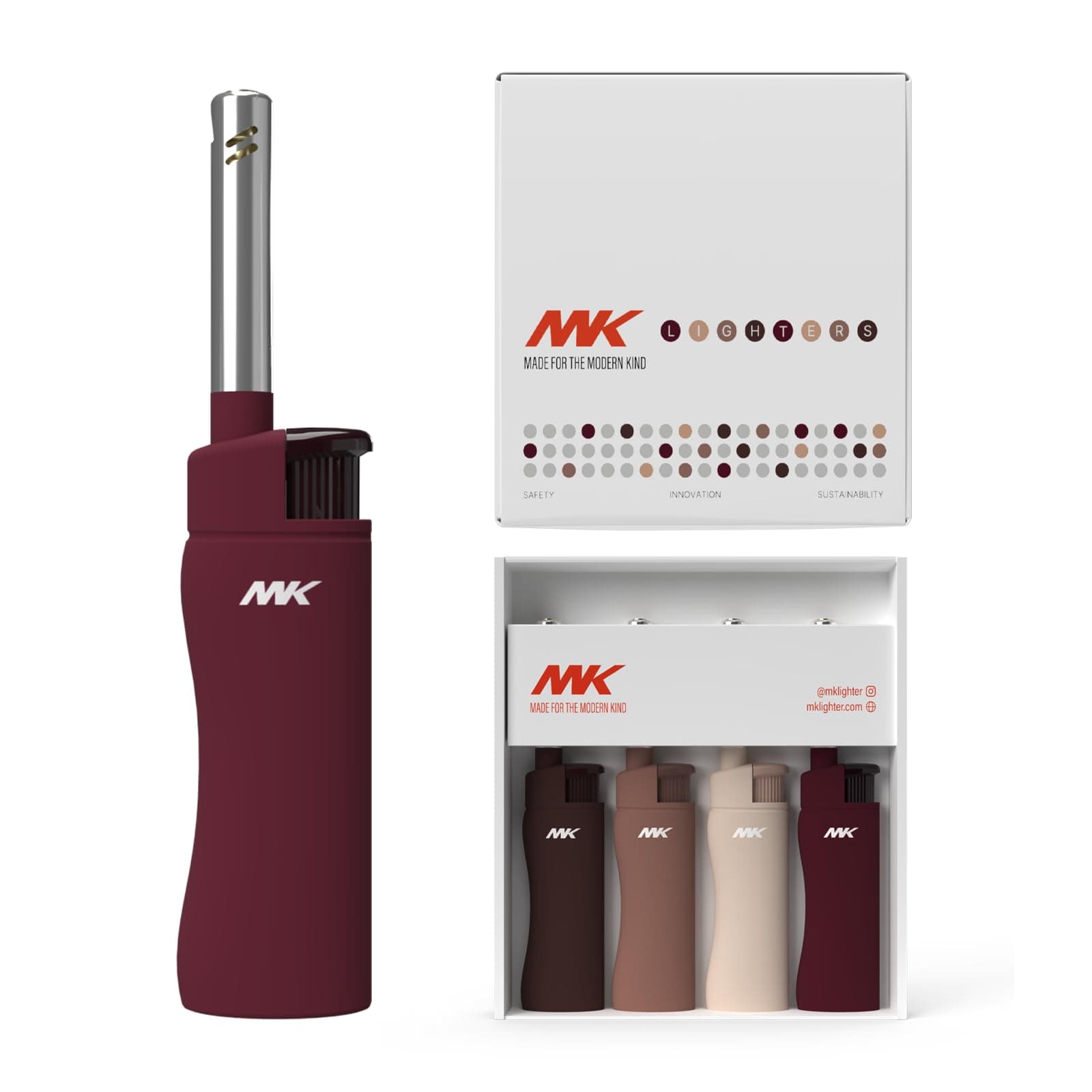 - MK Candle Lighter, Butane Refillable Wind-Resistant Flame, 4-Pack for BBQ, Camping, Outdoor Use (Neutral-4PC)