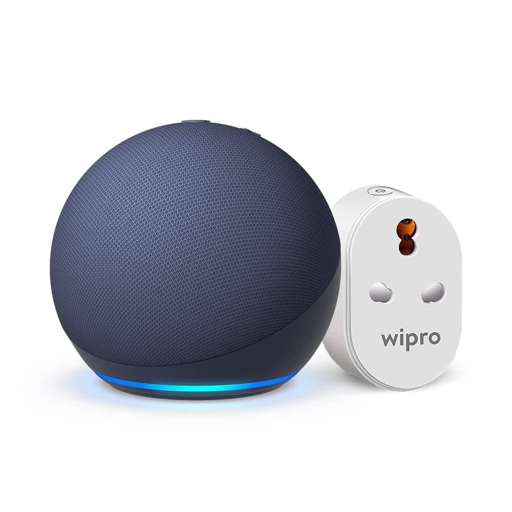 Amazon Echo Dot (5th Gen, Blue) Smart Home Speaker Combo with Wipro 16A Smart Plug | with Bluetooth and Alexa