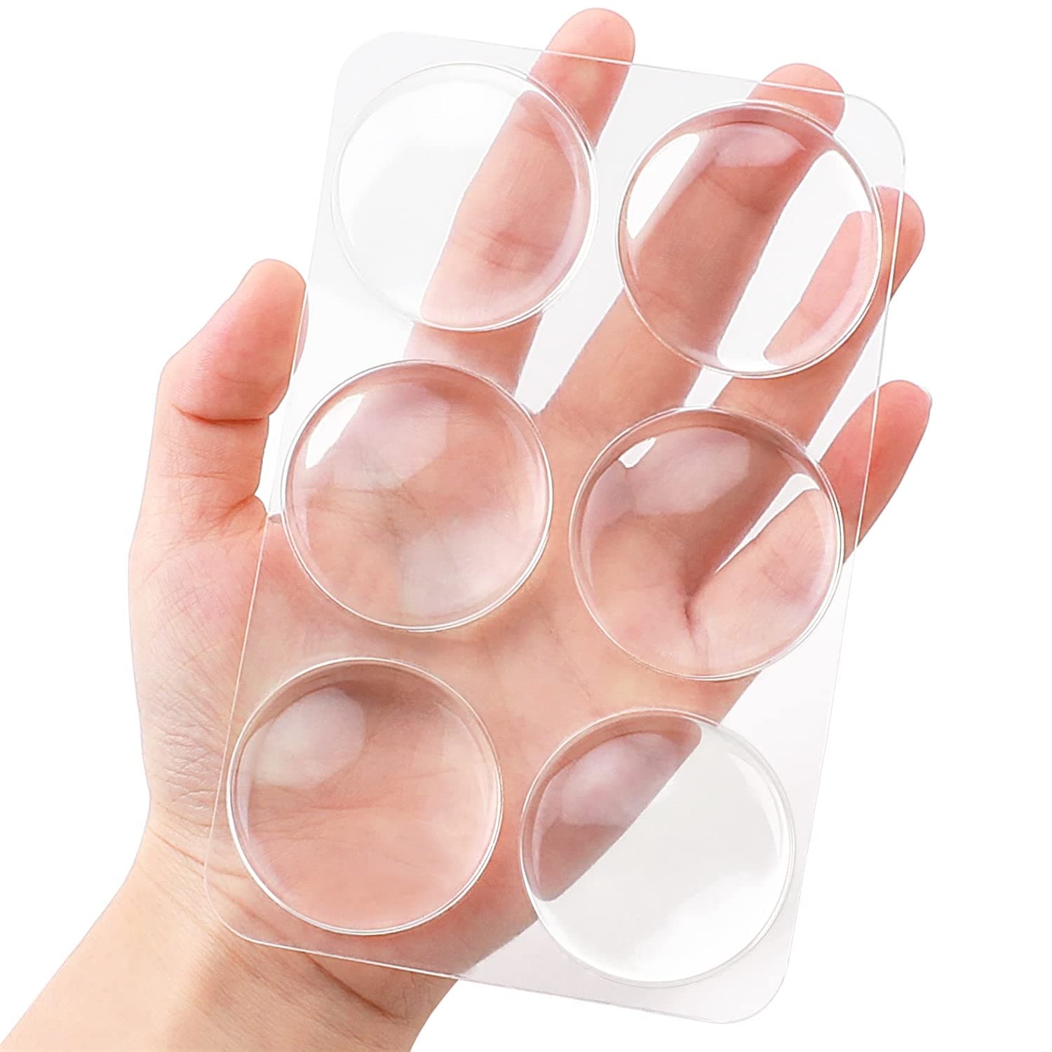 Strongest Wall Door Handle Stopper - 6 PCS Clear Round Rubber Door Knob Wall Shields, Guard Cushion Bumper Protectors for Wall - Stronger Self-Adhesive Silencer (1.57" 6PCS, Clear)