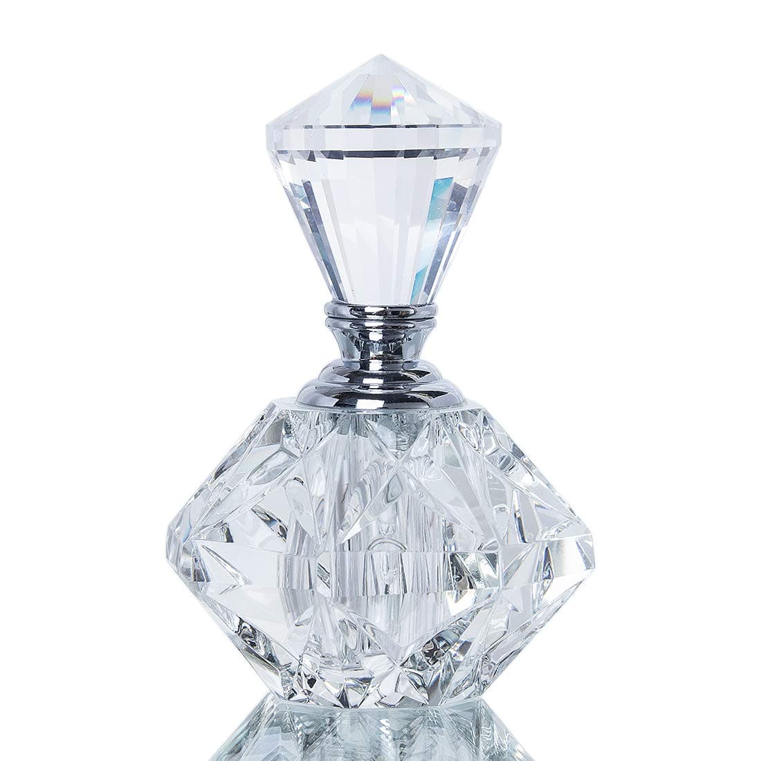 H&D Clear Carved Crystal Empty Mini Refillable Perfume Bottle