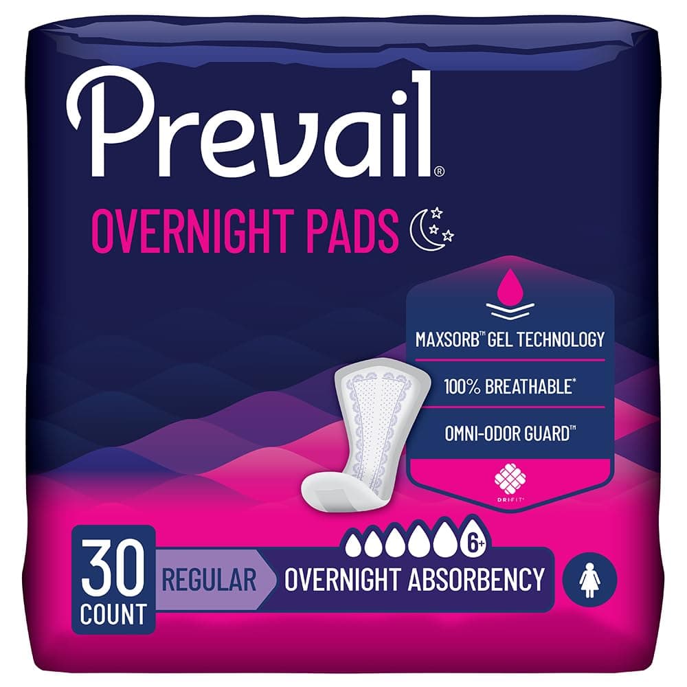 Overnight Absorbency Incontinence Bladder Control Pads, 30 Count