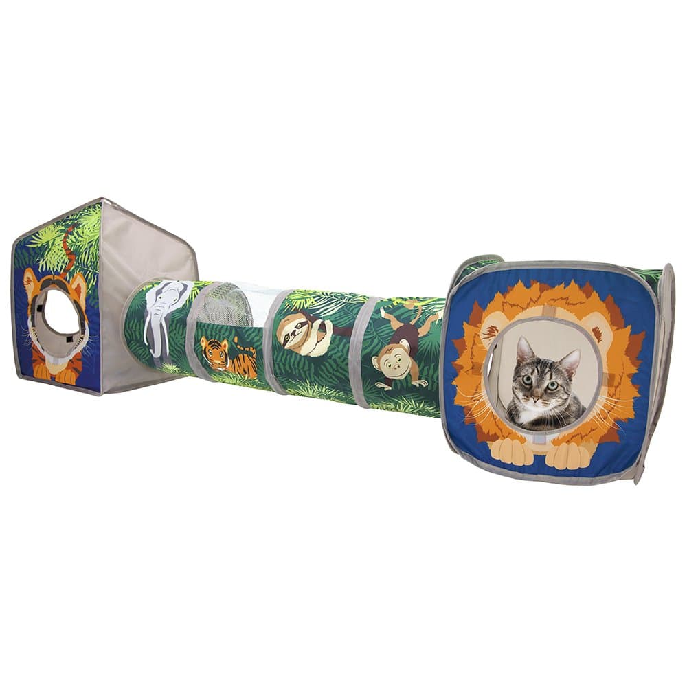 Kitty City Pop Open Jungle Combo Foldable Cat Cube Play Kennel Cat Bed Tunnel Cat Toy