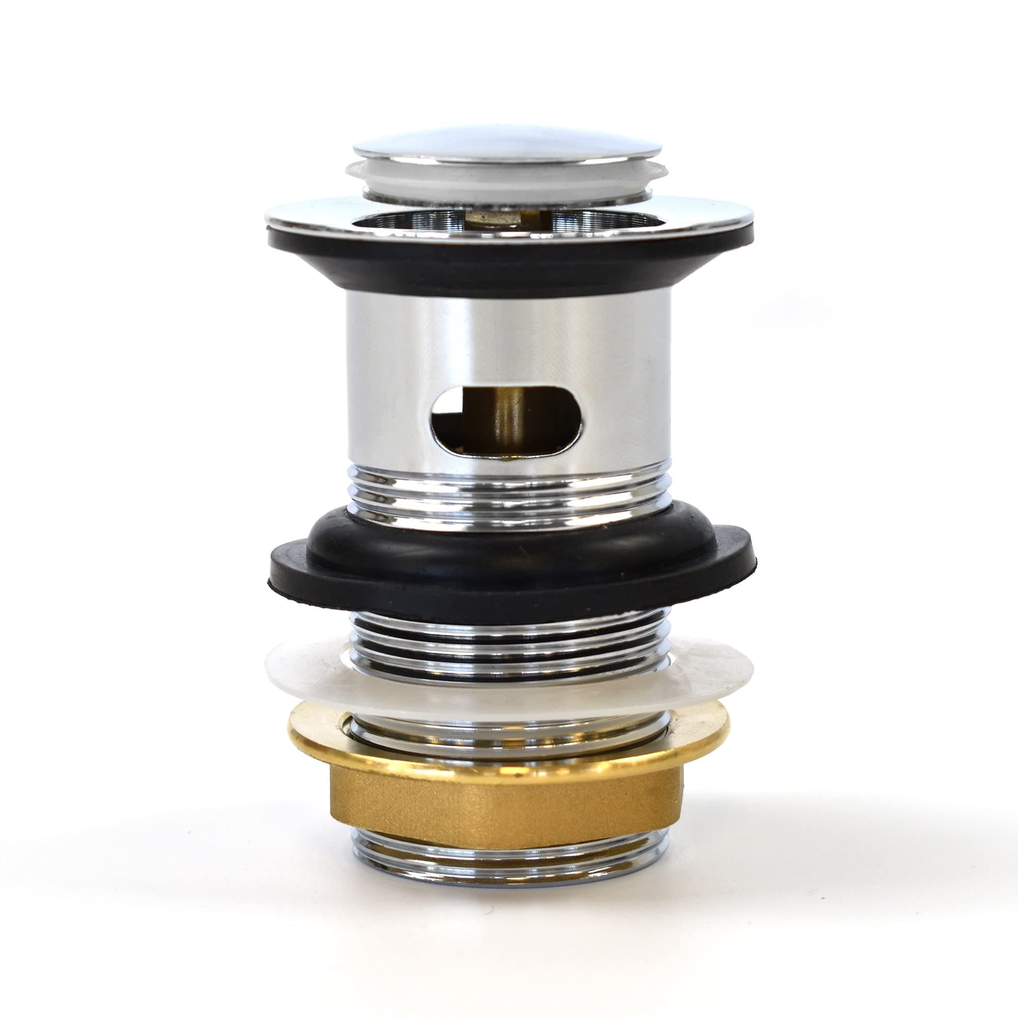 Xcel Home Slotted Chrome Click Clack Basin Waste - Durable Replacement Brass Pop-Up Sink Plug with Seal - Universal Standard G 1 1/4" BSP Connection for Smooth Drainage & Easy Installation