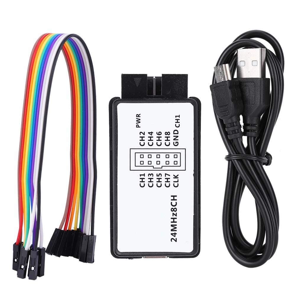USB Logic Analyzer 8 Channel Input Memory Mini Digital Pocket Size 24 MHz 5PF with USB Cable and Jump Cable