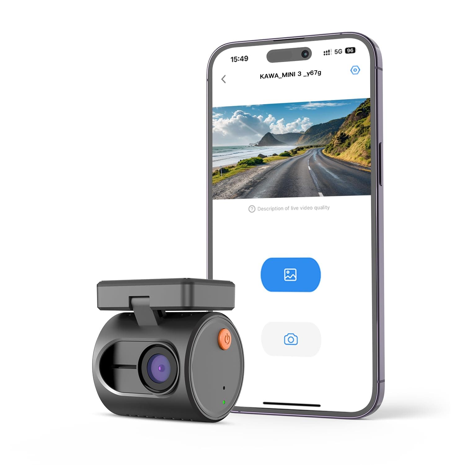 Tiny Dash Cam, KAWA 1296P QHD Mini Car Camera Dash Cam - Voice Control, WDR/3D DNR with Super Night Vision, 24H Parking Monitoring and G-sensor, 2025 New, MINI 3