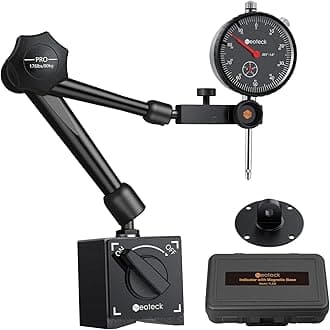 Neoteck 0-1"/0.001" Dial Indicator and Magnetic Base Set with Storage Case, Measuring Tool Dial Gauge and Magnetic Holder for 3D Printer Lathe Workshop CNC Machine Table Saw- 176lbs (80kg) Max Pull