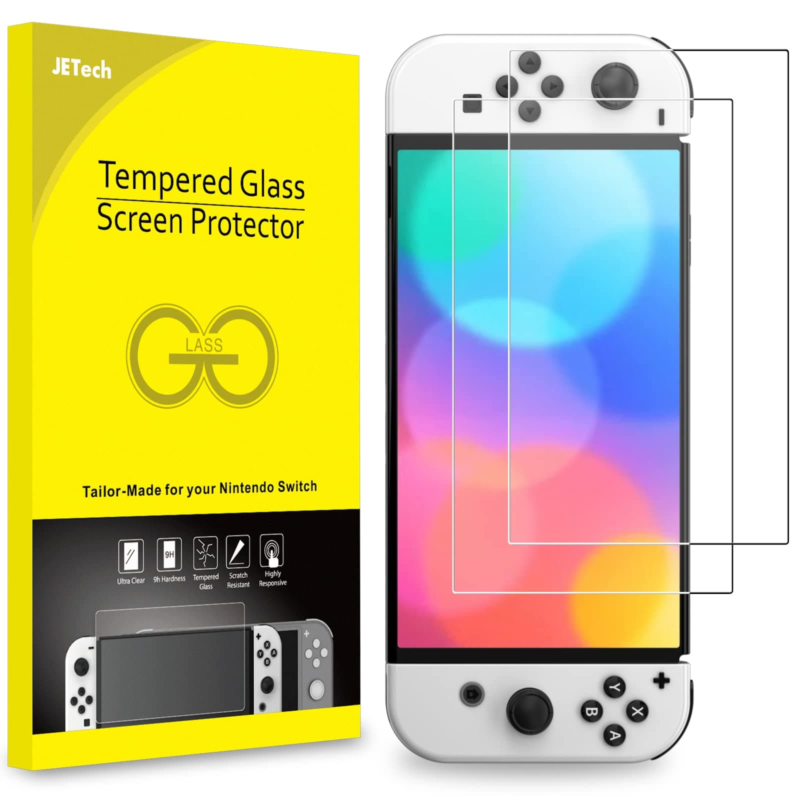 – Screen Protector Compatible with Nintendo Switch (OLED Model) 7-Inch 2021 Release, Tempered Glass Film, 2-Pack