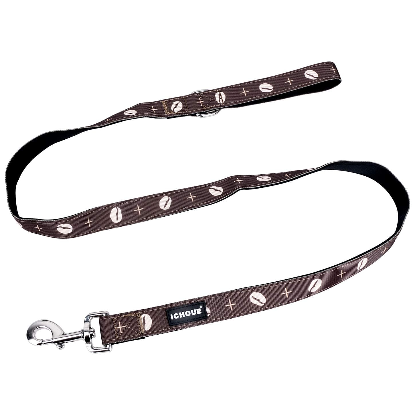 iChoue Dog Leash 4ft x 1" Comfy Padded Handle for Small Medium Large Dog Nylon Lead - Coffee Bean
