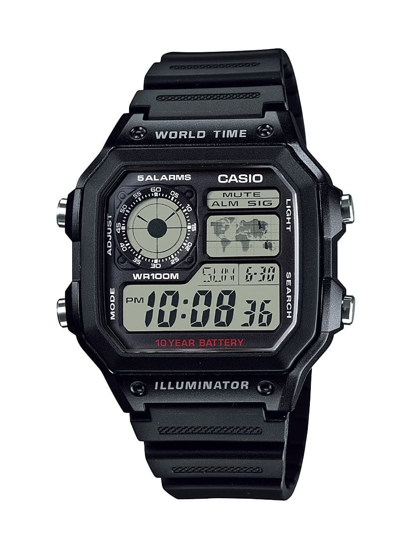 Men's AE1200WH-1A Black Analog Digital Multi-Function Watch