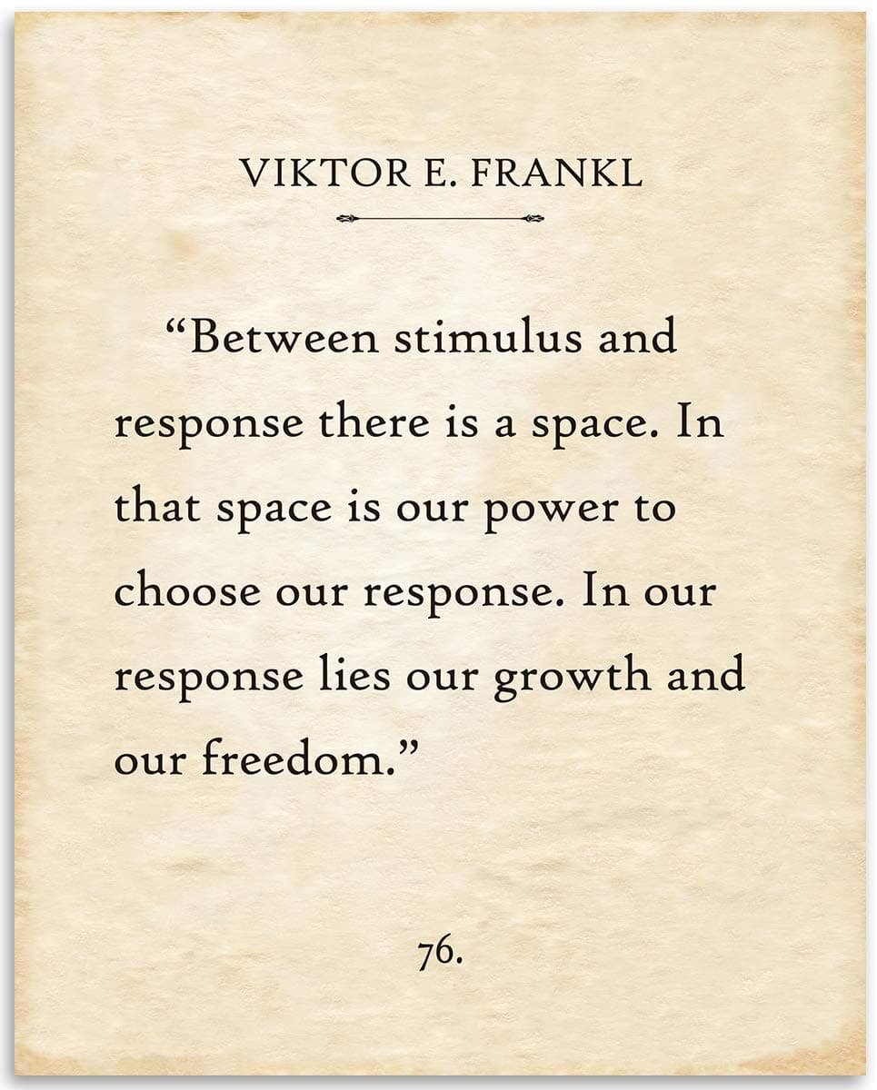 Lone Star Art Viktor E. Frankl - Between Stimulus And Response There is a Space - 11x14 Unframed Typography Book Page Print - Great Inspirational and Motivational Decor and Gift