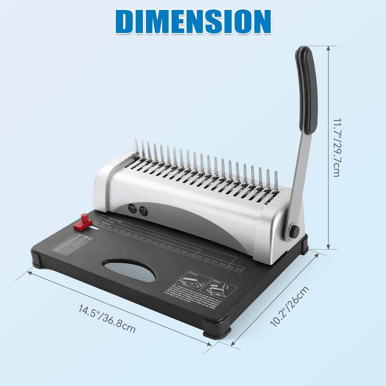 FLK Tech Binding Machine with Starter Combs Set - 21 Hole / 450 Sheets Paper Punch Binder