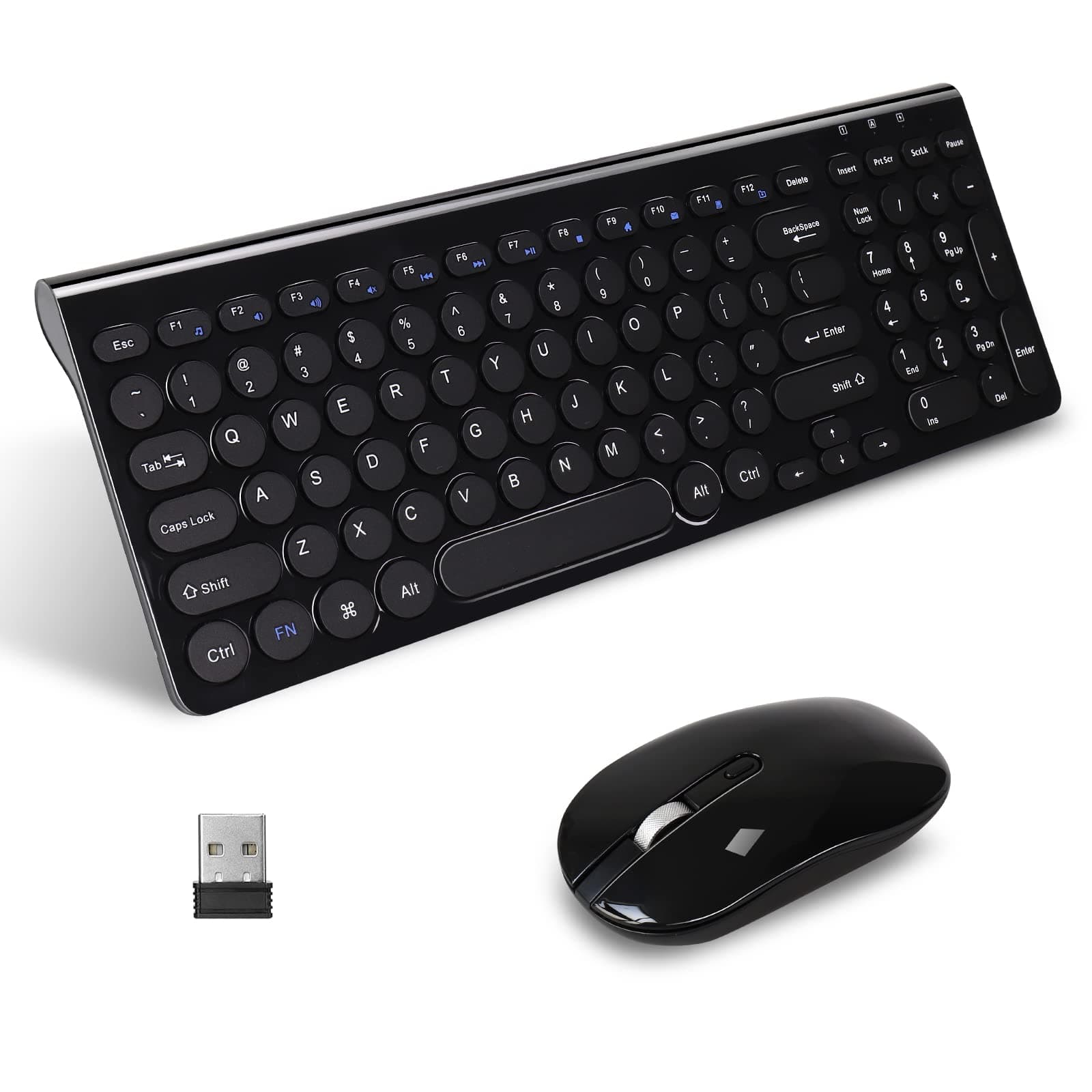 LeadsaiLWireless Keyboard and Mouse Combo, Wireless USB Mouse and Computer Keyboard Set, Compact and Silent for Windows Laptop, Desktop, PC- BlackGlobal Recycled StandardGlobal Recycled StandardGlobal Recycled Standard