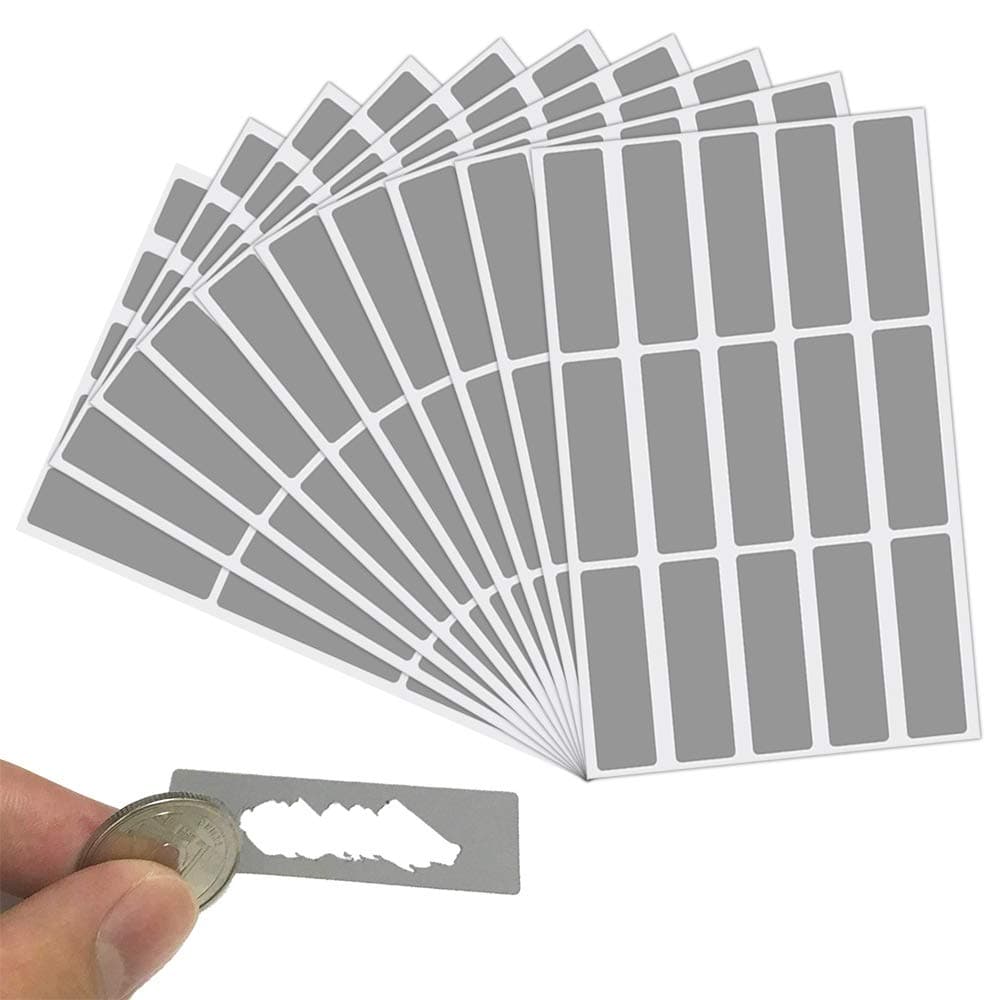 150 PCS Scratch Off Lables, Rectangle Scratch Stickers, 48 * 15mm Grey Scratch Off Stickers
