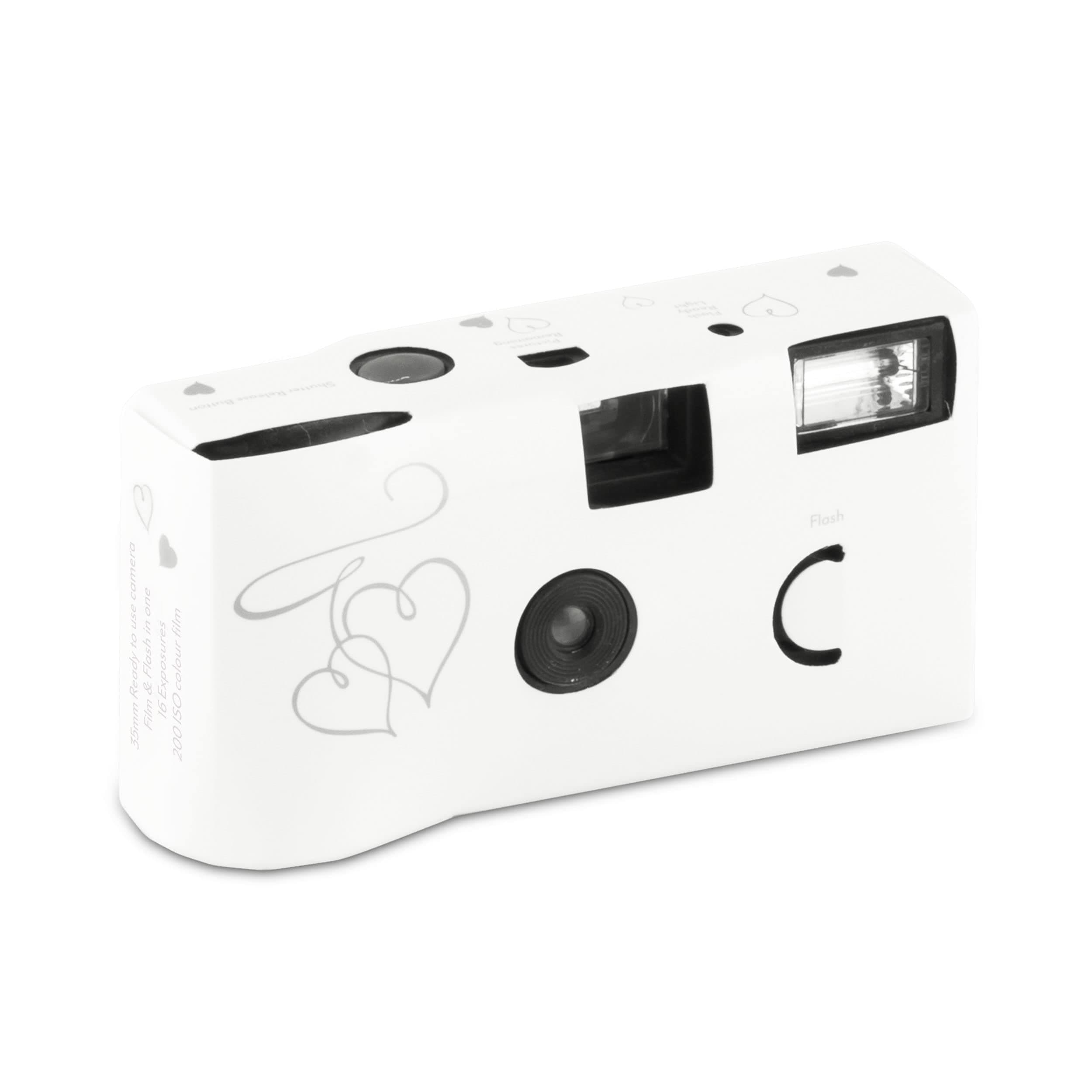 WEDDINGSTAR Disposable Camera with Flash - Silver Enchanted Hearts