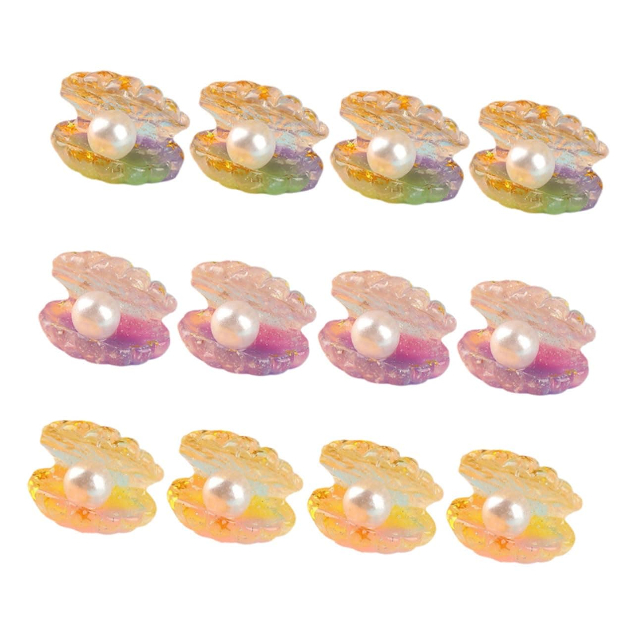 Toyvian 16pcs Simulated Pearl Shell Mini Shell Figurines Tiny Shell Decor Clam Shell Pendants Miniature Shell with Pearl Toys Fish Tank Accessories Shell Ornaments Charm Resin Shoe Buckle