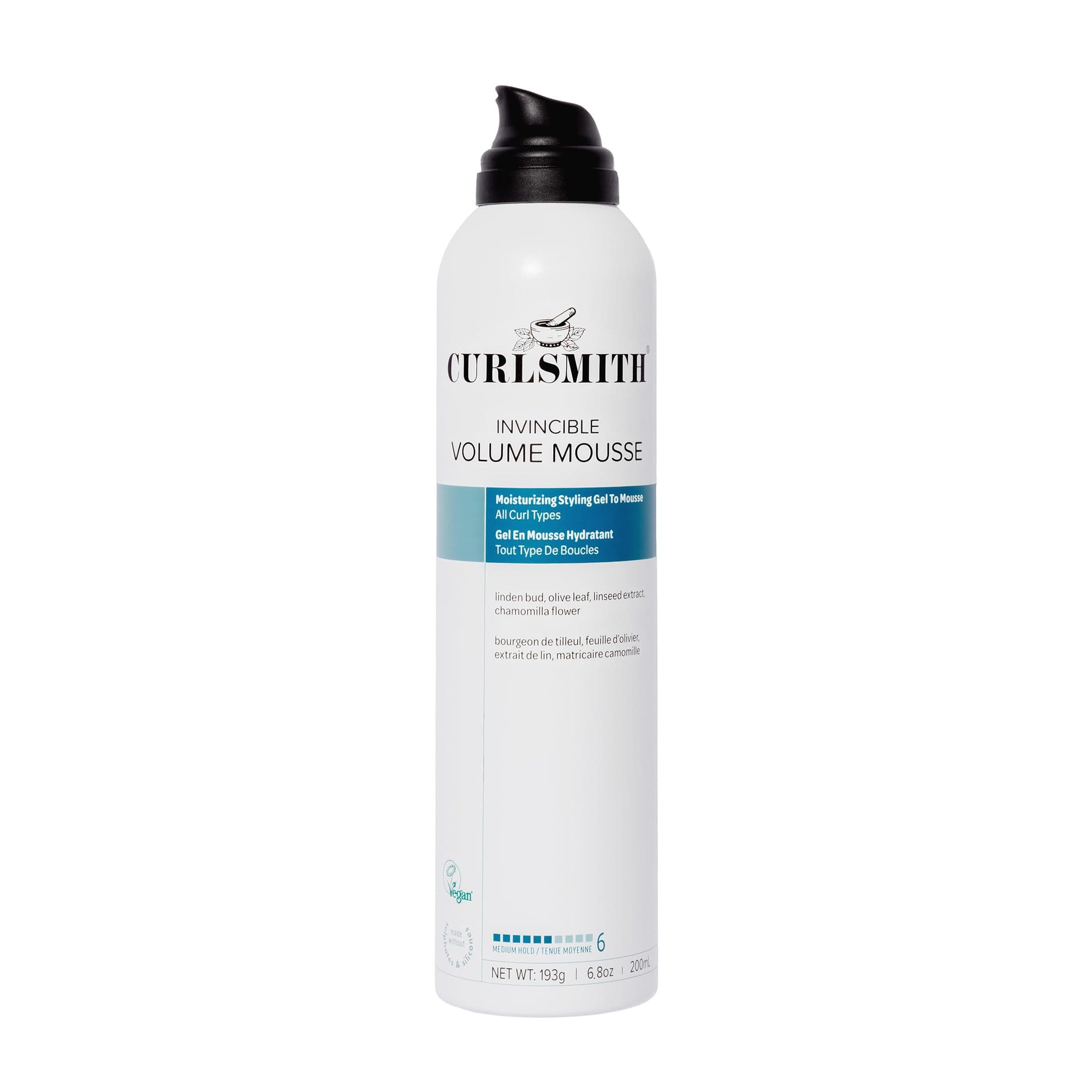 Curlsmith Invincible Volume Mousse - Curl Boosting Mousse, Mousse for Flat Curls, Alcohol Free, For All Curl Types Vegan & Cruelty Free (6.8oz)