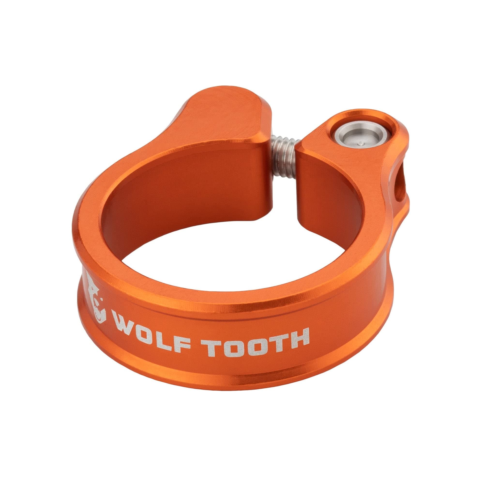 Wolf Tooth | Seat Post Clamp 34.9mm | Orange | Precision-Engineered Bike Seat Clamp to securely Hold Your seat Post - Lightweight 6061 Aluminium Bike Seat Post Clamp