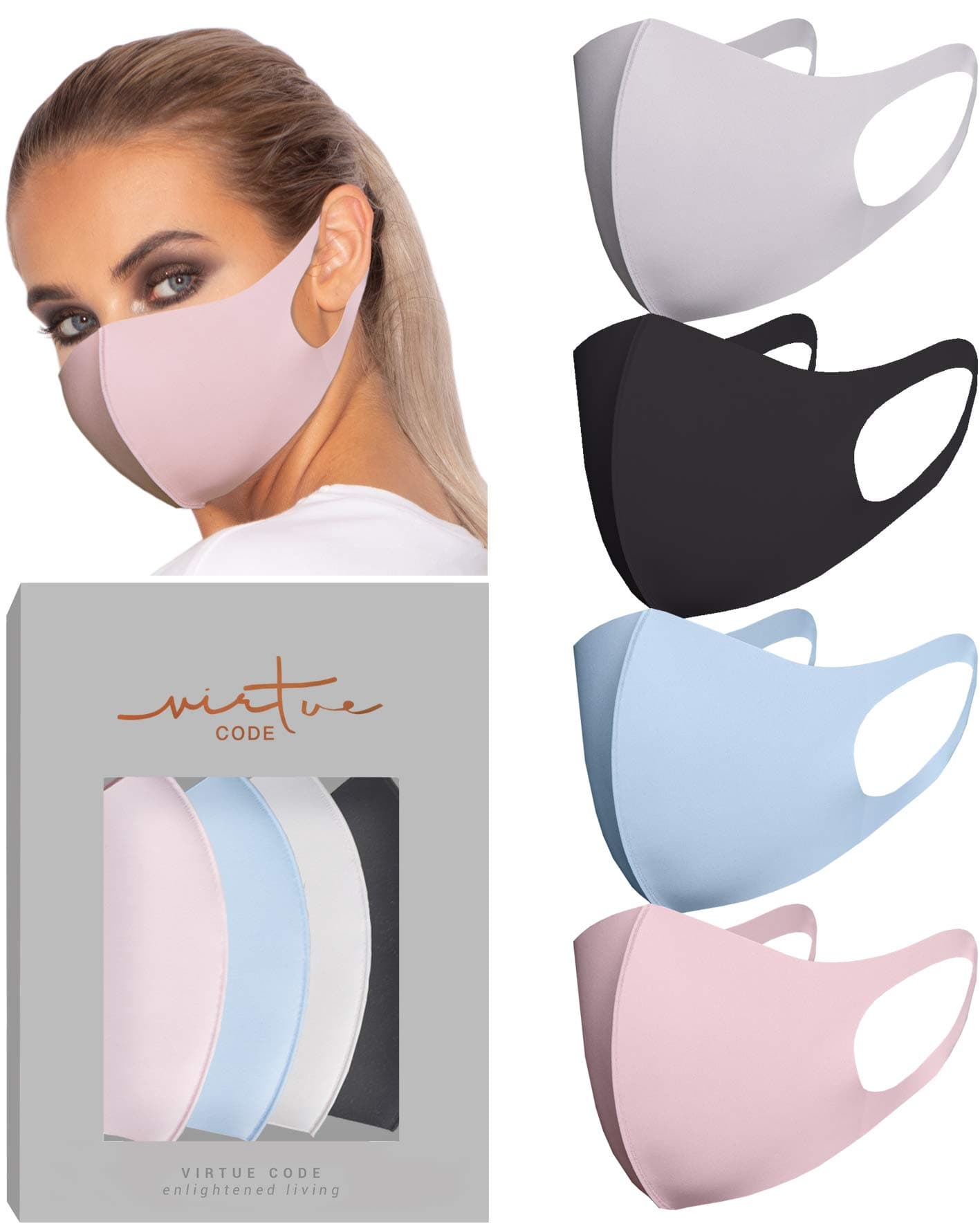 Second Skin Cloth Face Mask Pack. 4 Buttery Soft Masks Washable Fabric