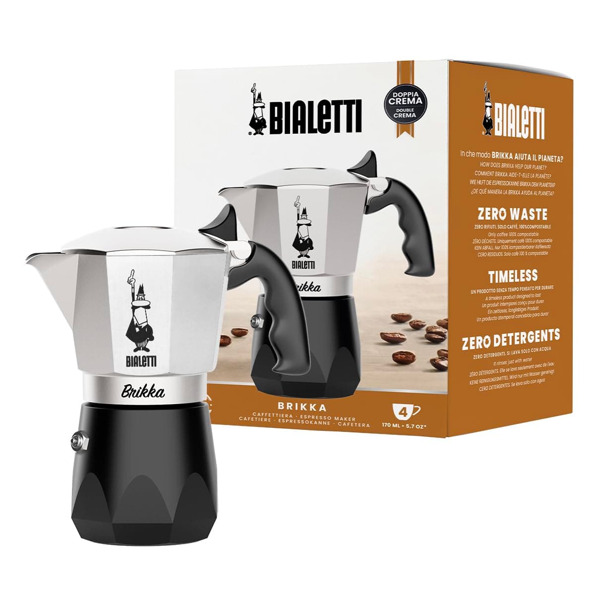 Bricca NEW 4 Cup Open Fire Type (Coffee Maker, Espresso Makinetta)