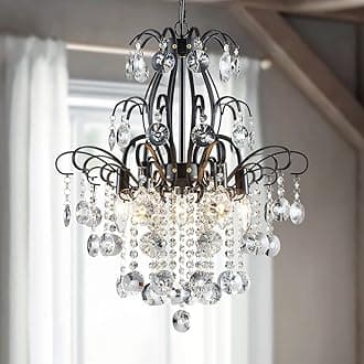 WUZUPS Crystal Chandelier 5-Light Pendant Ceiling Light Modern Lighting Fixture for Bedroom Hallway Bar Kitchen Bathroom, H 22.6'' x W 19.2'', E12 Base, Black