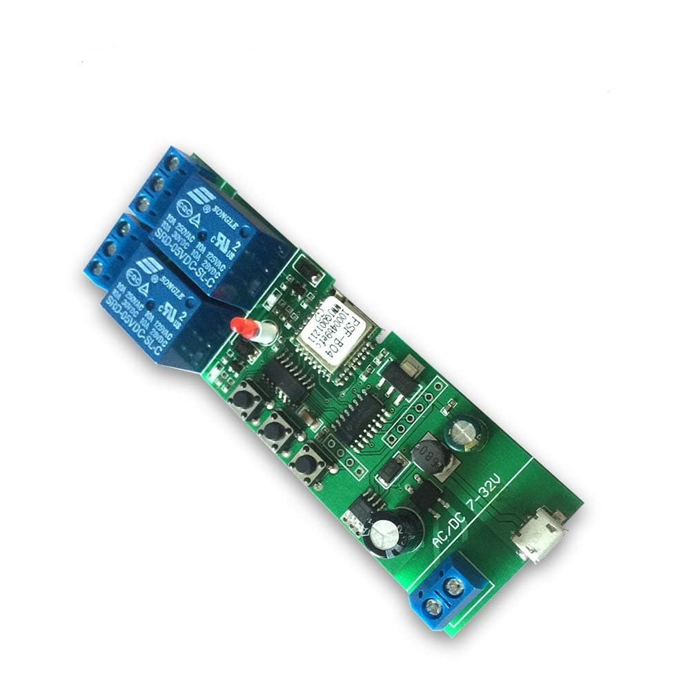WiFi Wireless Smart Switch Relay Module for Smart Home 5V 5V/12V,Ba Applied to Access Control, Turn on PC, Garage Door (2CH WiFi Inching Relay)