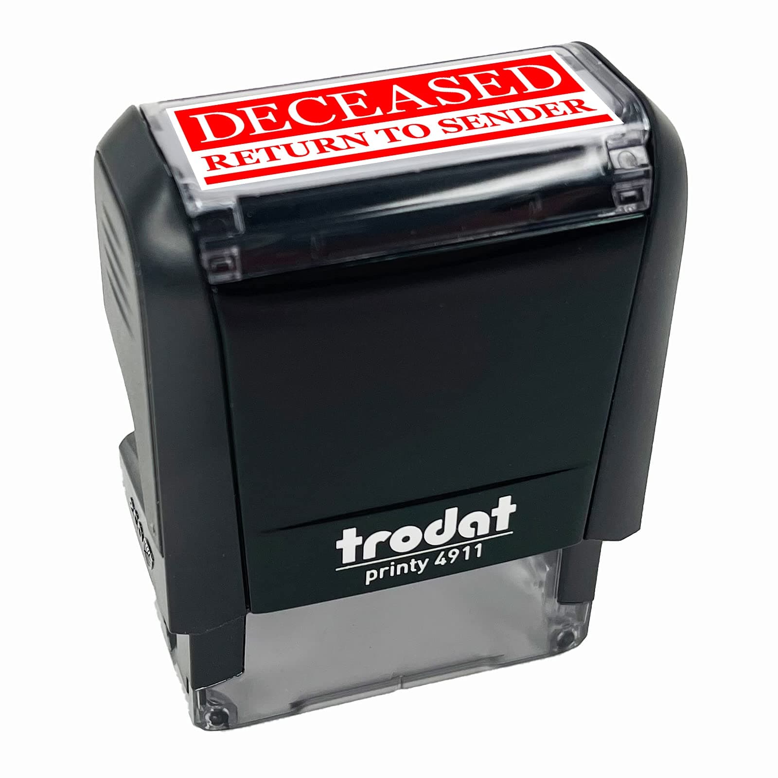 Deceased Return to Sender Mail Delivery Service Self-Inking Rubber Stamp Ink Stamper for Business Office - 1-1/2 Inch Small - Red Ink
