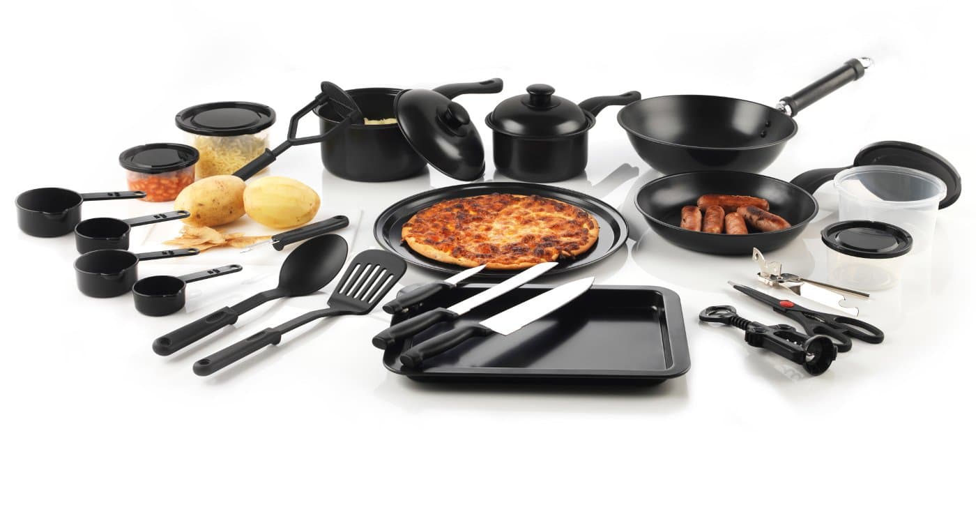 Your Kitchen Hero 25-Piece Cookware Utensils Starter Set, Medium, Black