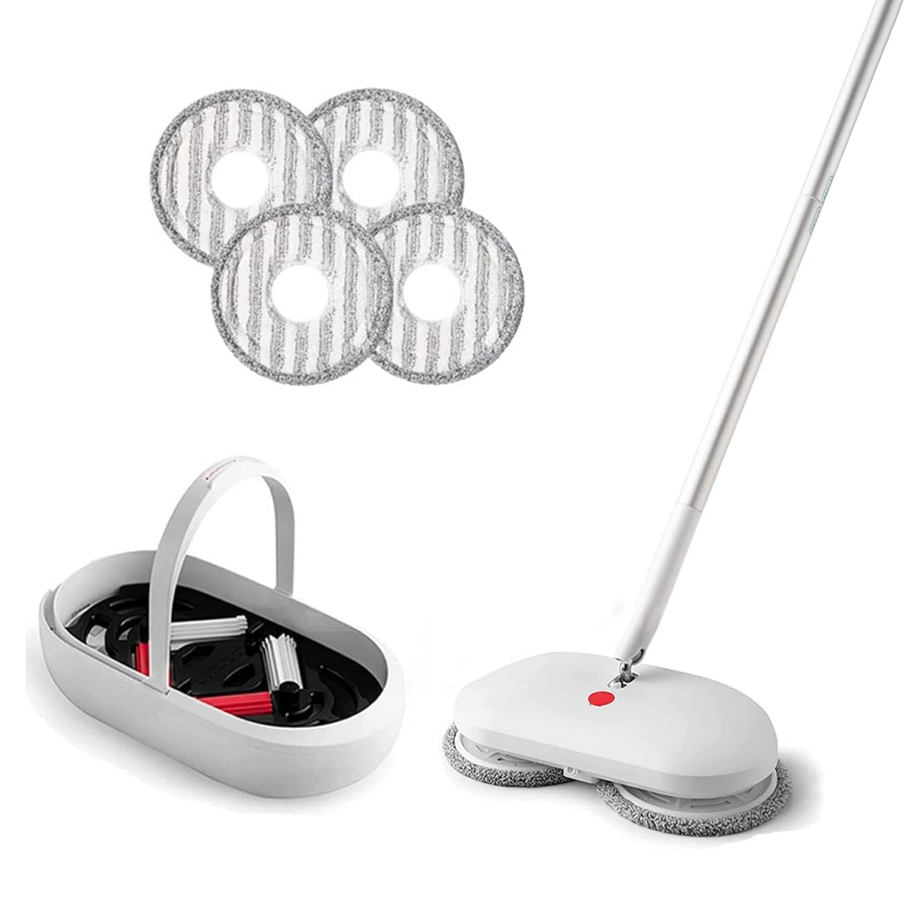 Electric Spin Mop - Automatic Cleaning Cordless Floor Mop with 4 Packs Mop Pads and Automatic Cleaning Buckle, Rechargeable Floor Polishing Machine for Wood, Marble, Tiles, Hardwood Floor