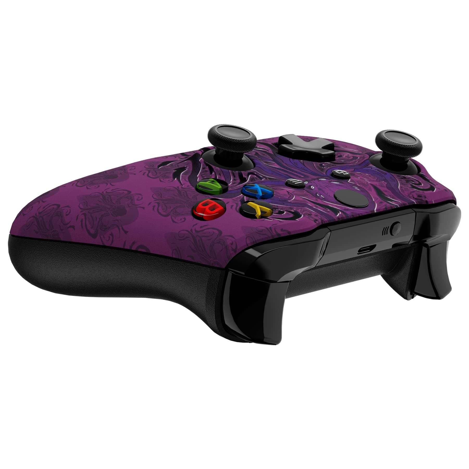 eXtremeRate Darkness Octopus Patterned Front Housing Shell Case for Xbox One S/X Controller, Soft Touch Faceplate Cover Replacement Kit for Xbox One S/X Controller Model 1708 - Controller NOT Included