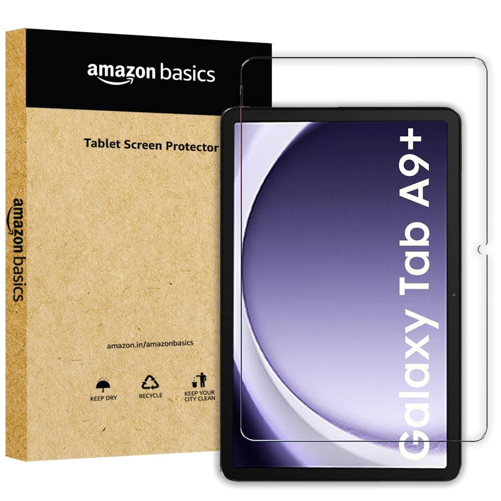 Amazon Basics Premium Tempered Glass for Samsung Tab A9 Plus 11 inch Screen Protector Guard for Samsung Galaxy Tab A9 Plus / A9+ Tablet [SM-X210/X216] [Anti-Scratch] & [Smudge Proof]