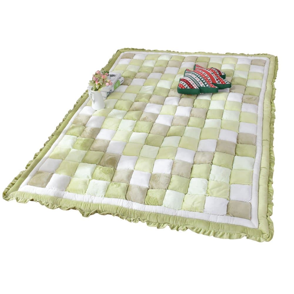 Roymaster Household Bedroom Rug Rectangular Mat Crawling Mat Tatami Bed Mat, Kariertes Grün, 150cm×200cm