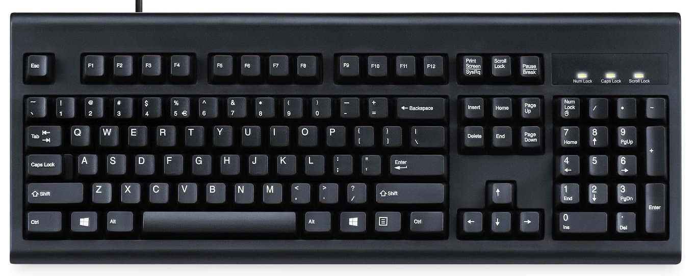 Perixx Periboard-106, Wired Performance Full Size Keyboard, Curve Ergonomic Keys, Black, US English Layout (11204)