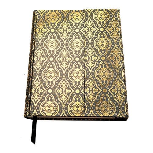 Hardbound Blank Notebook Journal Diary with Magnetic Flap, Pen loop and Expandable Pocket - 6X8 Inches, 192 Unlined Pages, Acid Free (Black)