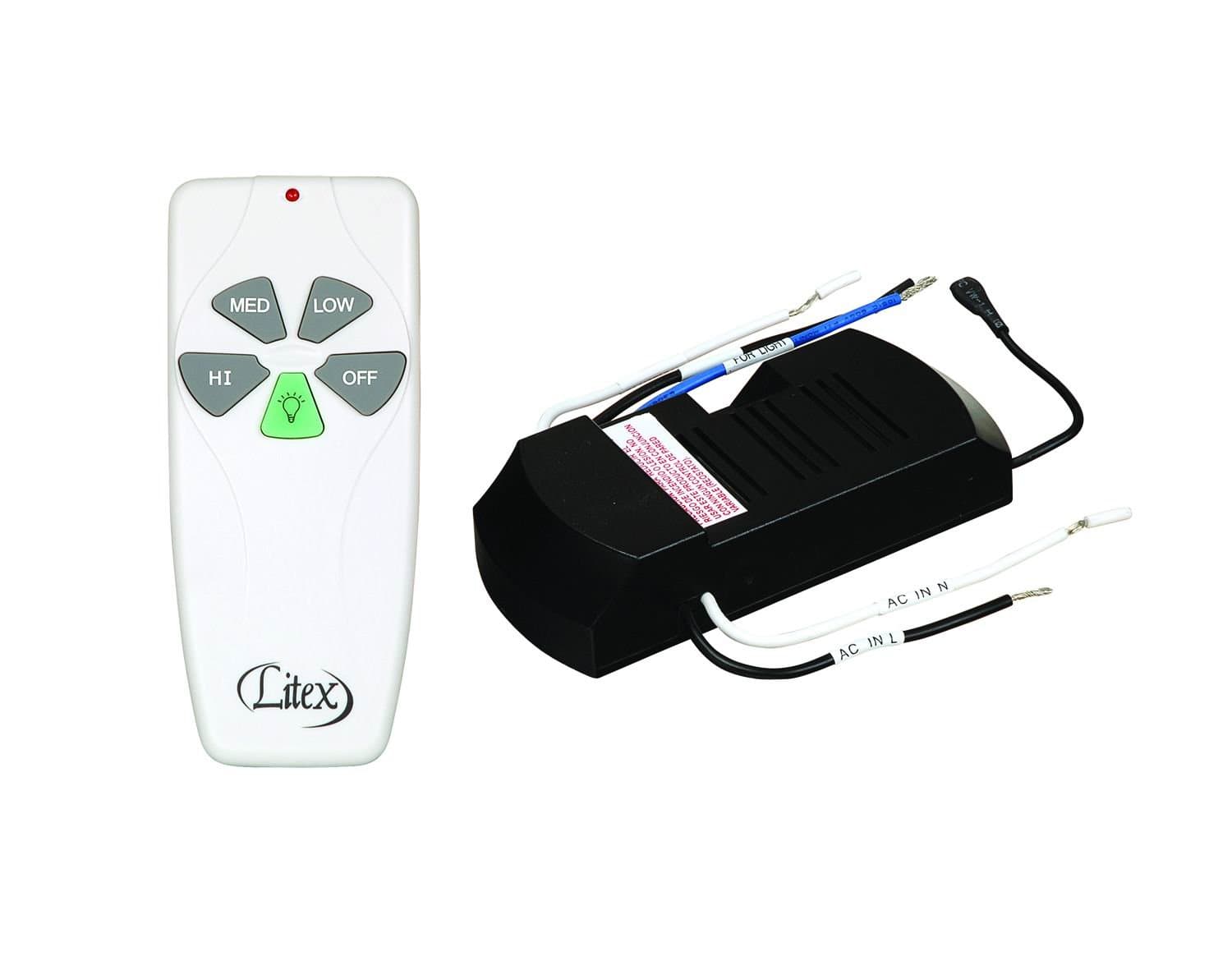 Litex RCI-103 Universal Remote Control with Three Speeds and Full Range Dimmer White, 4.50x0.50x2.50