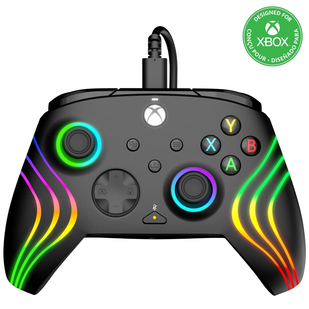 Xbox Accessory: Wired Controller - PDP Afterglow Wave - Black: Officially Licensed by Microsoft