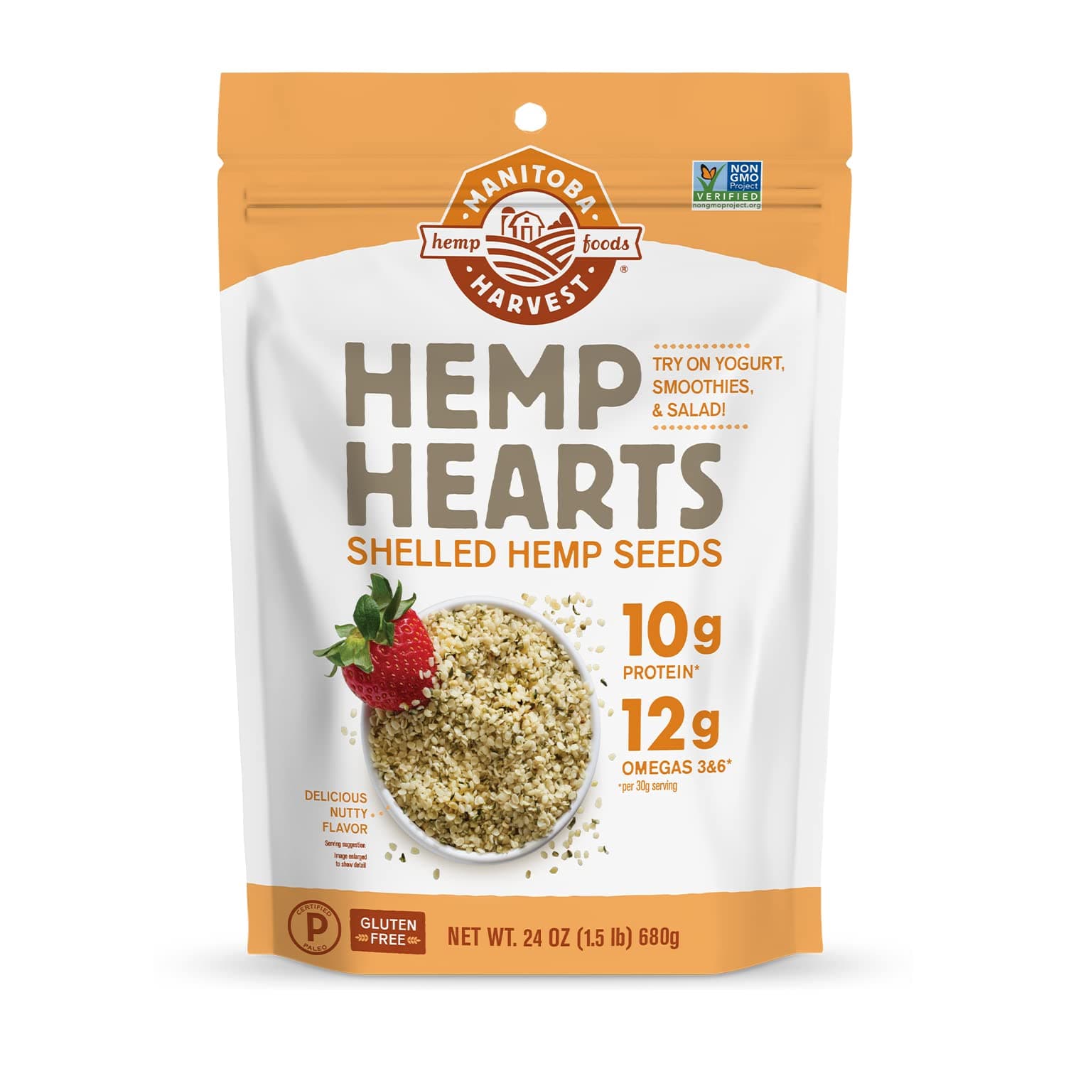 - Hemp Hearts, Shelled Hemp Seeds - 24oz - 10g Plant Protein & 12g Omega 3 & 6 per 30g serving - Easy to Digest with 9 Amino Acids - Gluten Free, Non-GMO Project Verified