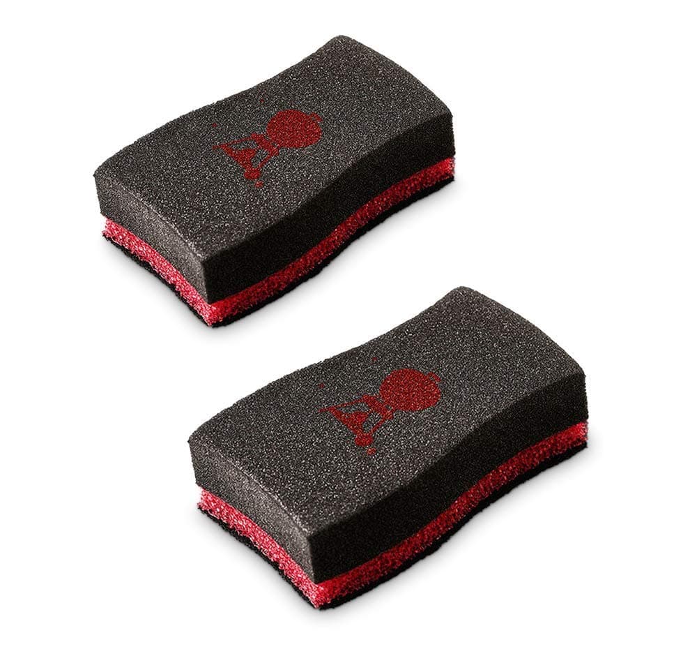 Cleaning Sponge, 2 Piece Set, with two sides for different surfaces (rough/coarse & soft side), high cleaning power, suitable for all Grills - Black (17688)