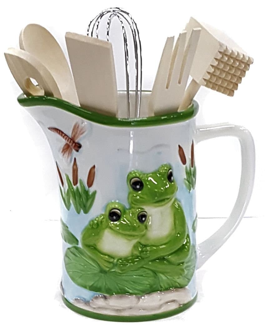 Frog Design 3 Dimensional Ceramic Sugar 7pc Kitchen Set