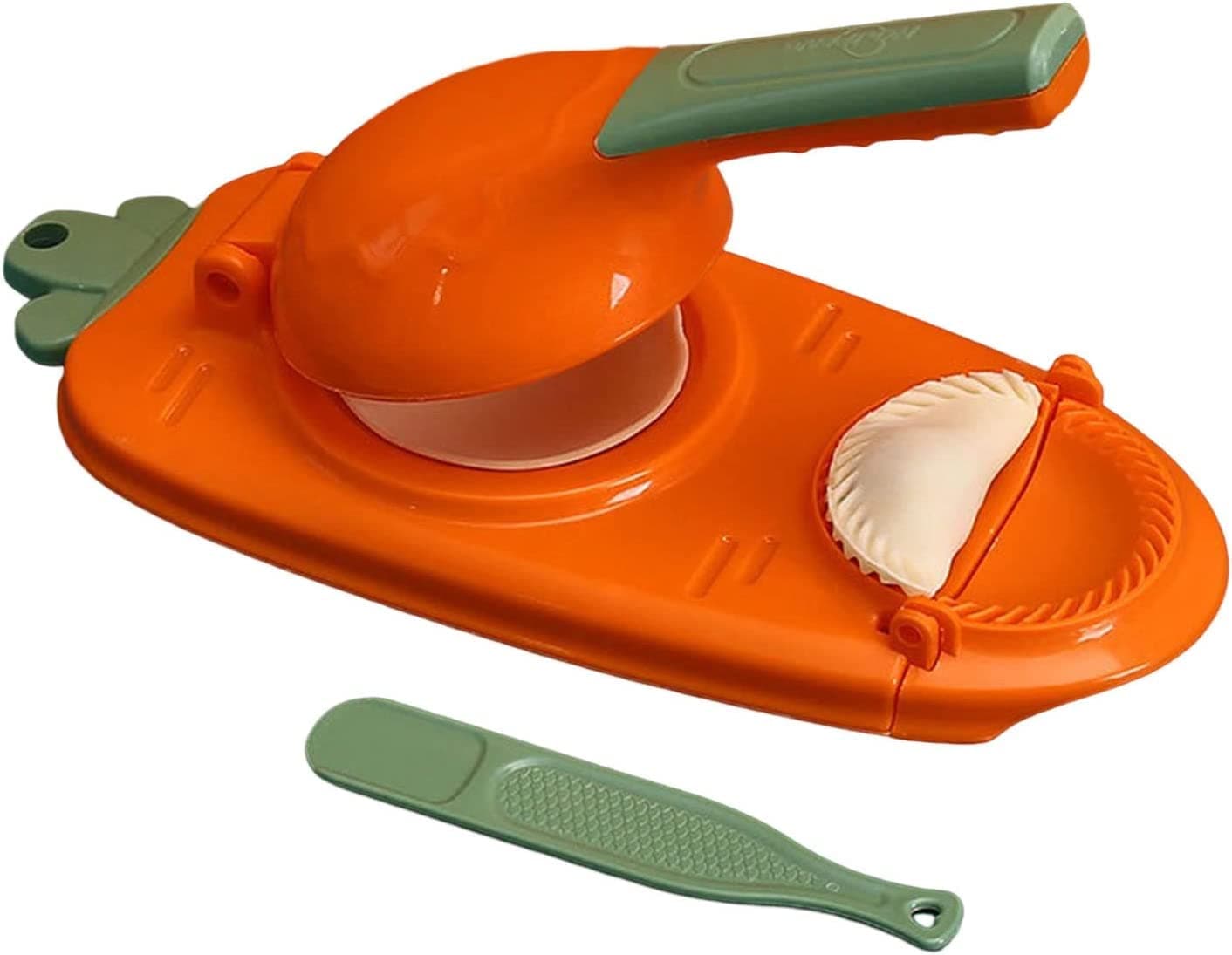 2 In 1 Dumpling Maker,Kitchen DIY Dumpling Making Tool Baking Pastry Manual Artifact For Pressing Dumpling Skin Wrapper Mould Dough Press Maker (Orange)