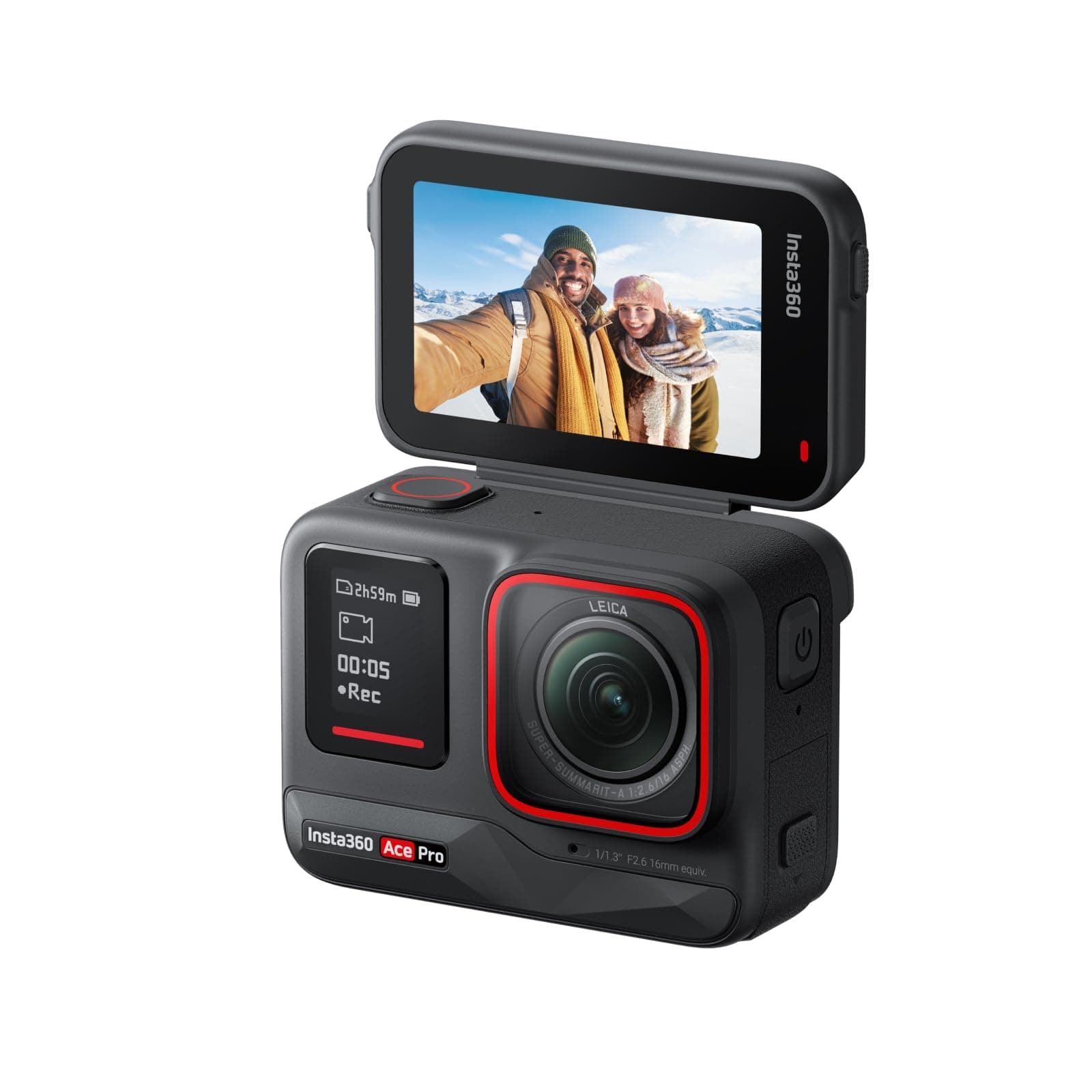 Ace Pro - Waterproof Action Camera Co-engineered with Leica, Flagship 1/1.3" Sensor and AI Noise Reduction for Unbeatable Image Quality, 4K120fps, 2.4" Flip Screen & Advanced AI Features