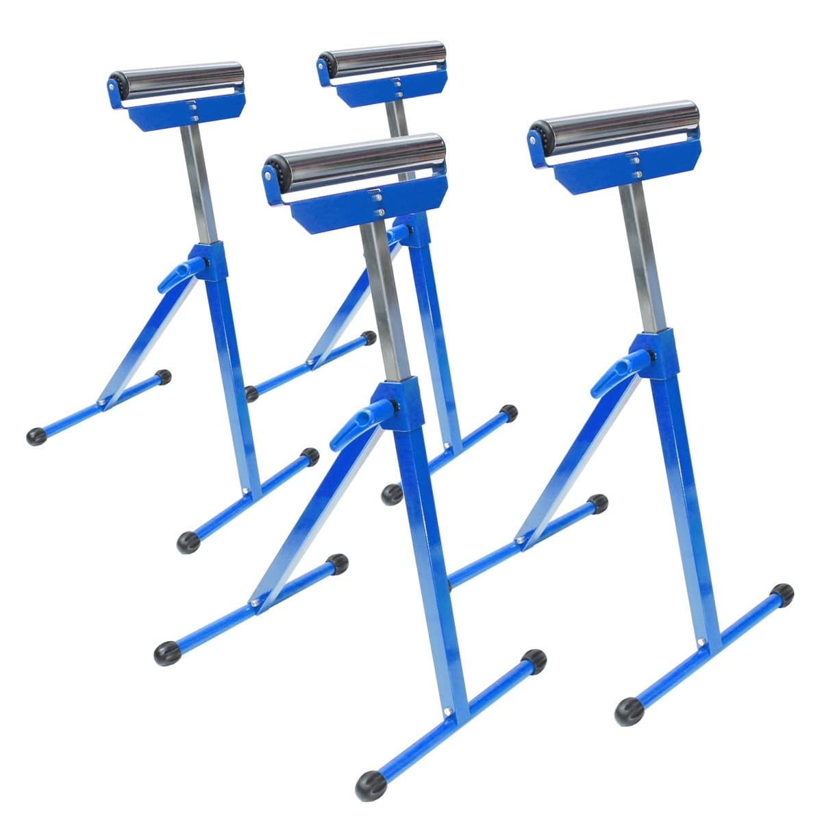ECD Germany 4X Adjustable Roller Stands Work Support Standing Tools Cutting Roller Stands Bench Telescopic Adjustable 68-108 cm Painted Steel