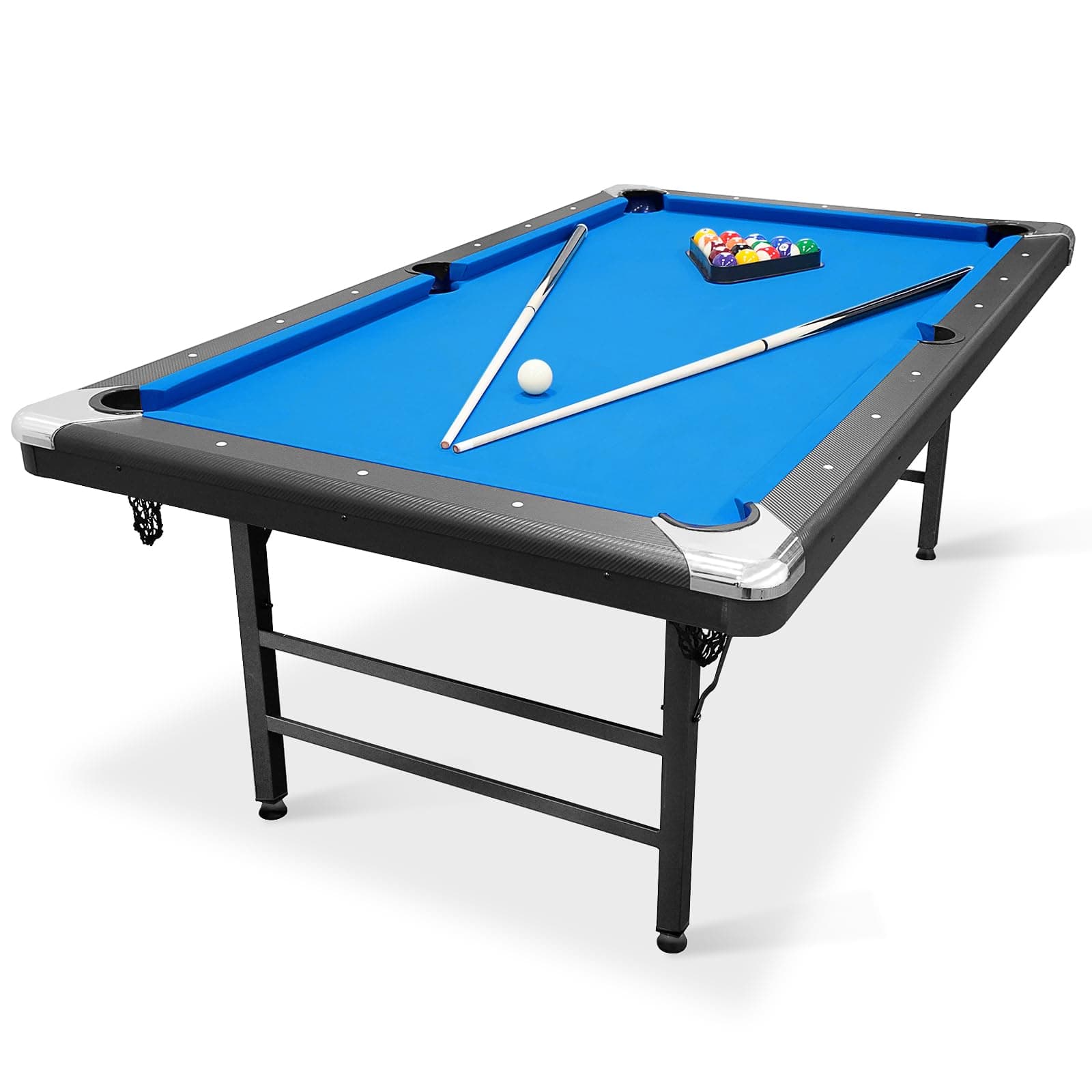 7ft Portable Pool Table, 84" Foldable Billiards Table with Billiard Complete Set of Accessories for Adults, Game Room, Family Sports, Indoor or Outdoor Pool Table