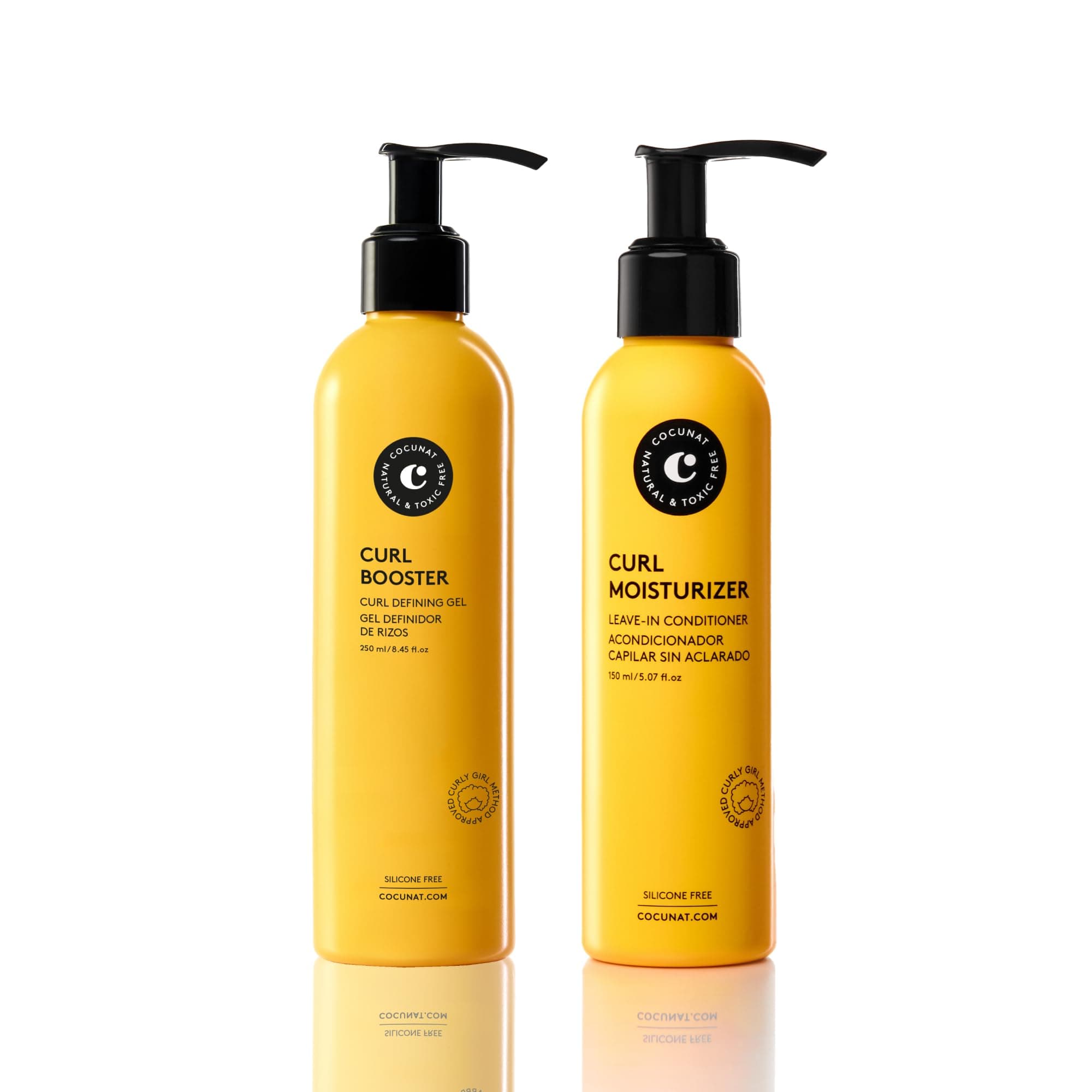 COCUNAT - Curly Method - Perfect Curls in 2 steps - Moisturizer Leave-in + Curl Booster - Moisturises, Nourishes, Strengthens, Eliminates Frizz and Detangles - 250ml+150ml